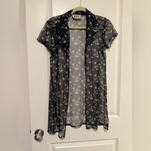 Sheer top long with short sleeves